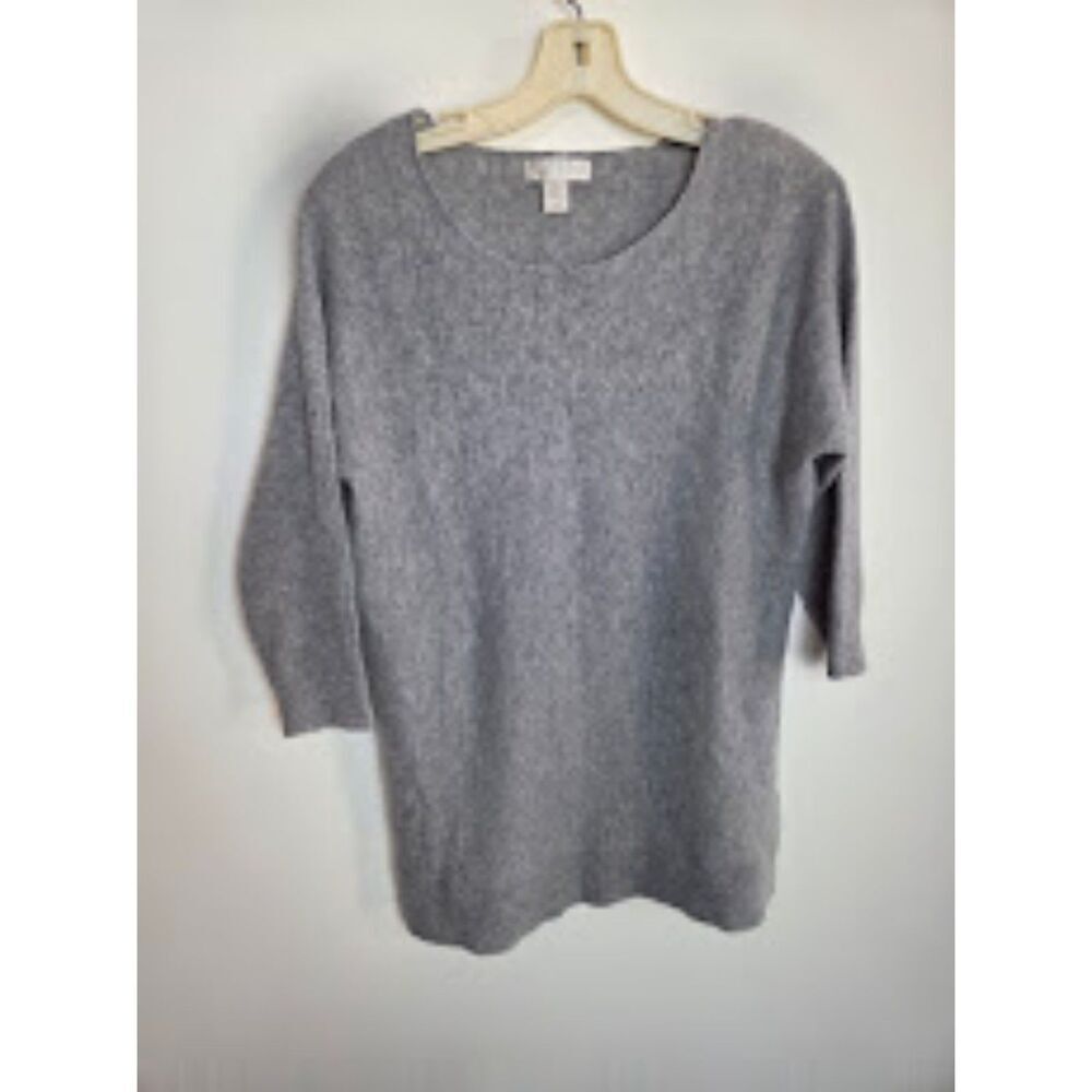 Kenar Light Grey 100% 2 Ply Cashmere Scoop Neck Tunic Knit Sweater size Medium